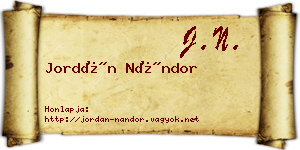 Jordán Nándor névjegykártya